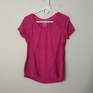 Layer 8 Women’s Medium Pink Short Sleeve Top Qwick Dry Sporty Bright